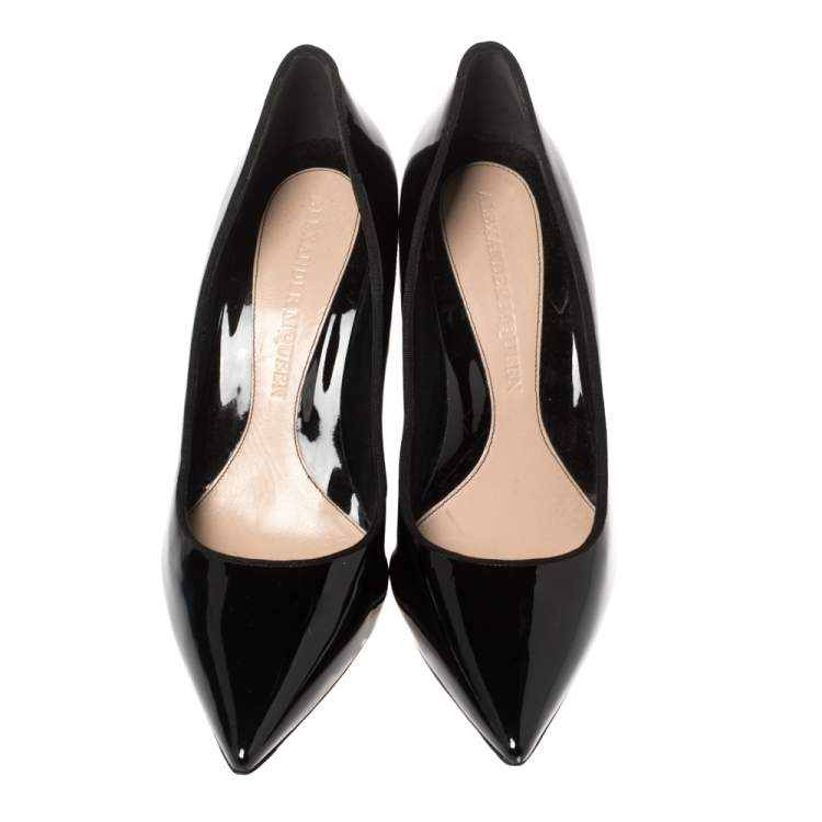 Pre Owned Alexander McQueen Black Patent Leather Pointed Toe Pumps Size 41