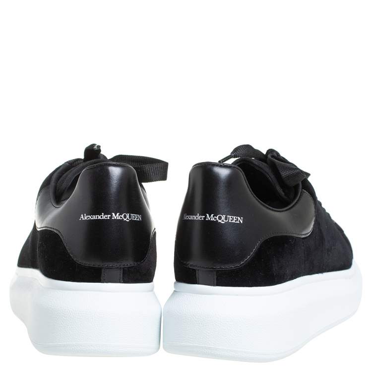 Pre Owned Alexander McQueen Black Velvet Oversized Low Top Sneakers Size 40