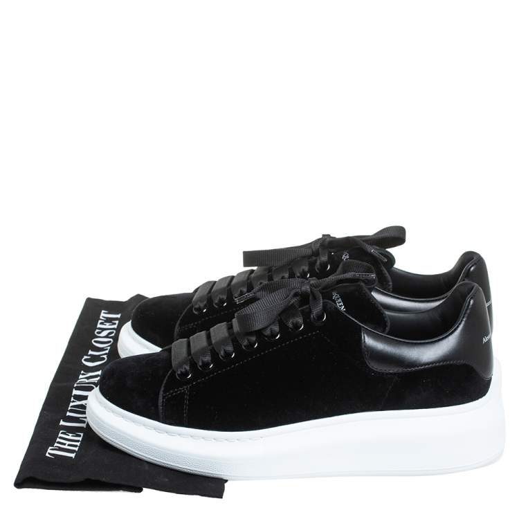 Pre Owned Alexander McQueen Black Velvet Oversized Low Top Sneakers Size 40