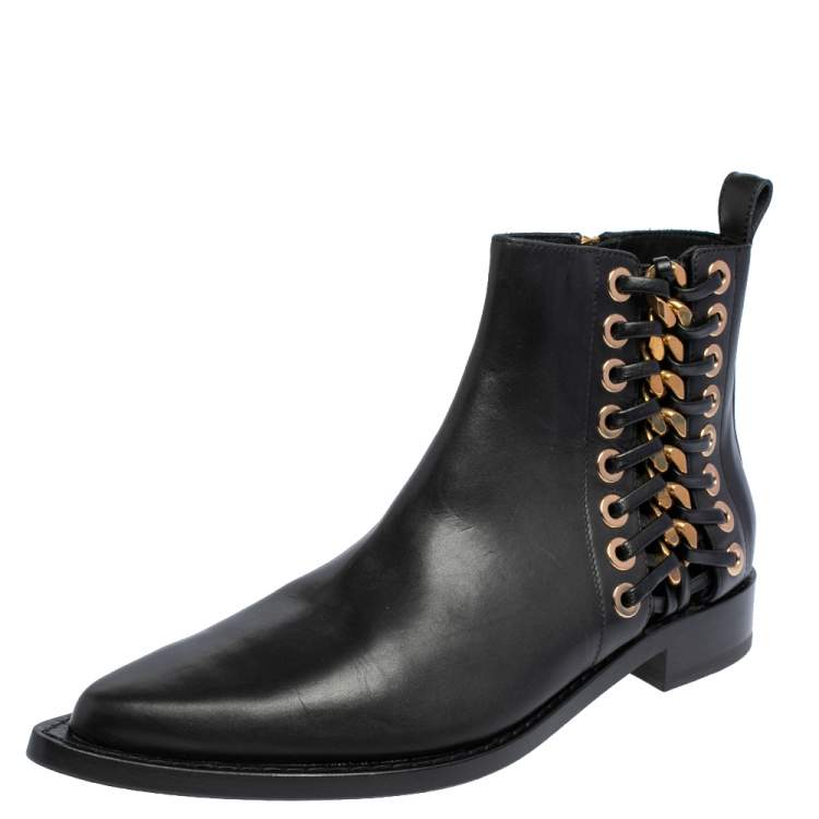 alexander mcqueen leather boots length