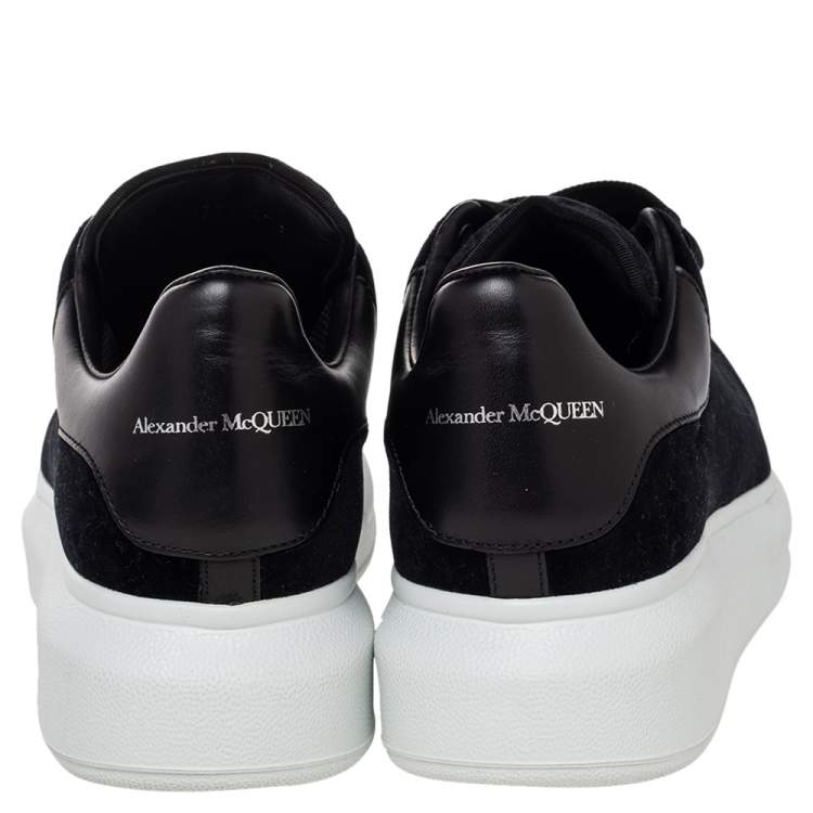 Pre Owned Alexander McQueen Black Velvet And Leather Oversized Low Top Sneakers Size 37.5