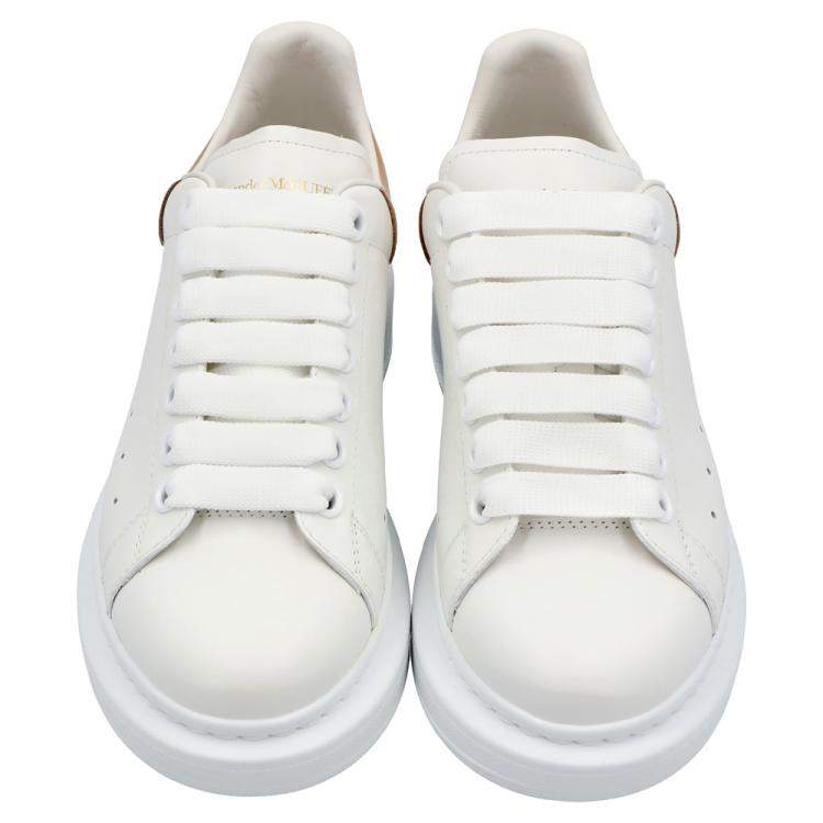Pre Owned Alexander McQueen White/Gold Oversized Sneakers Size EU 40