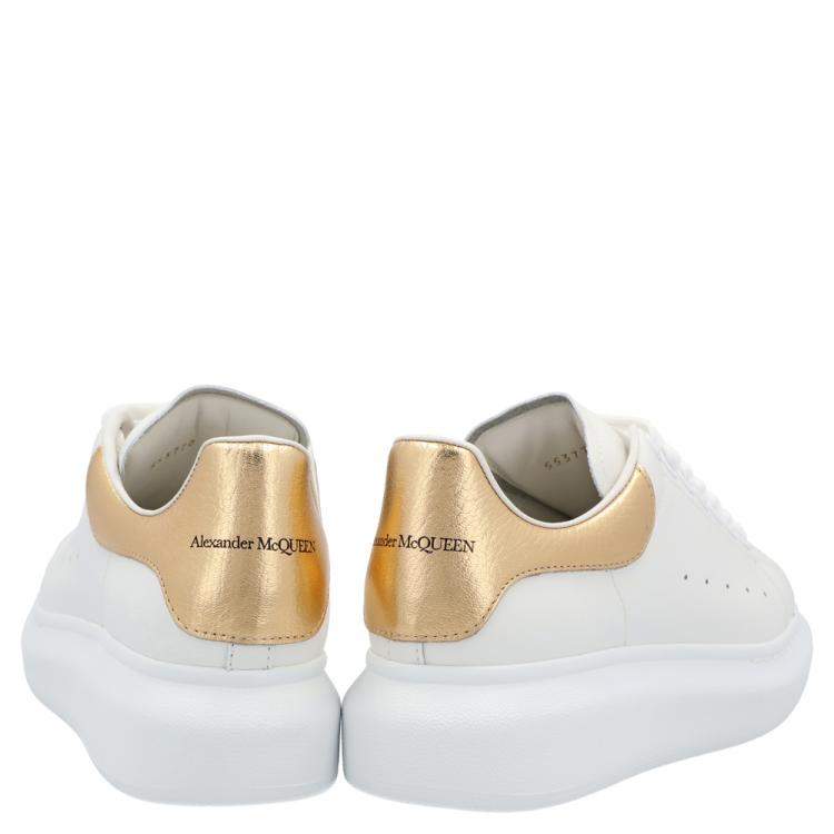 Pre Owned Alexander McQueen White/Gold Oversized Sneakers Size EU 40