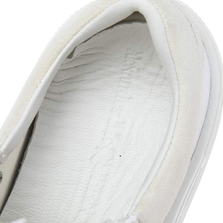 Pre Owned Alexander McQueen White/Grey Canvas And Suede Oversized Sneakers Size 37