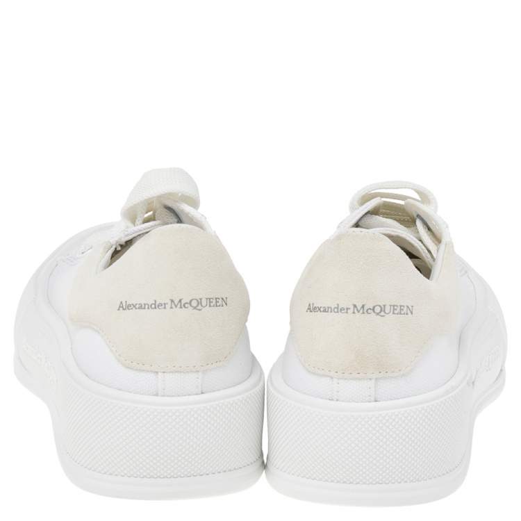 Pre Owned Alexander McQueen White/Grey Canvas And Suede Oversized Sneakers Size 37