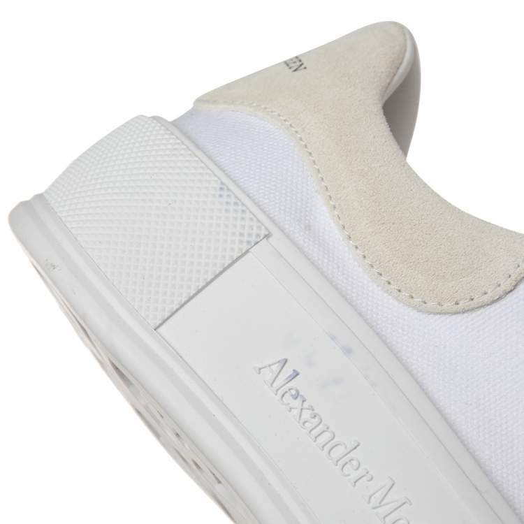 Pre Owned Alexander McQueen White/Grey Canvas And Suede Oversized Sneakers Size 37