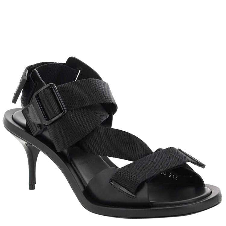 Pre Owned Alexander McQueen Black Strap slingback Sandals Size IT 39