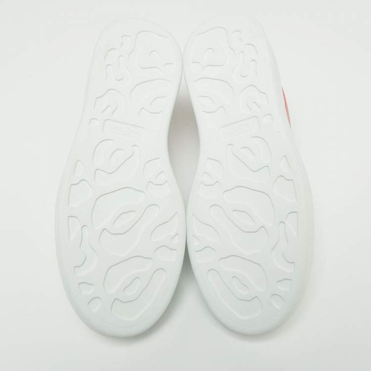 Pre Owned Alexander McQueen White/Pink Leather and Glitter Runway Sneakers Size 36