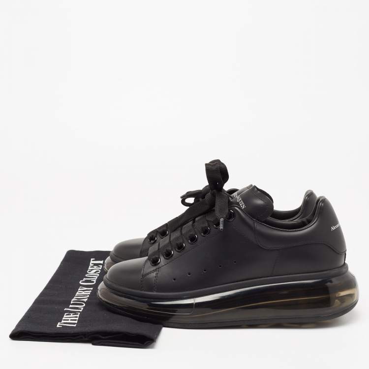 Pre Owned Alexander McQueen Black Leather Oversized Low-Top Sneakers Size 36