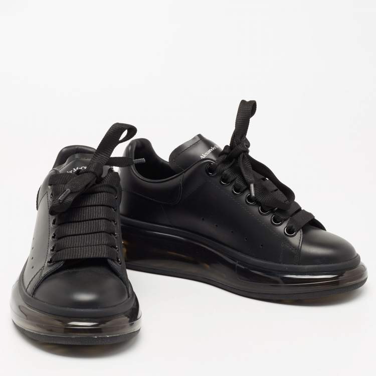Pre Owned Alexander McQueen Black Leather Oversized Low-Top Sneakers Size 36