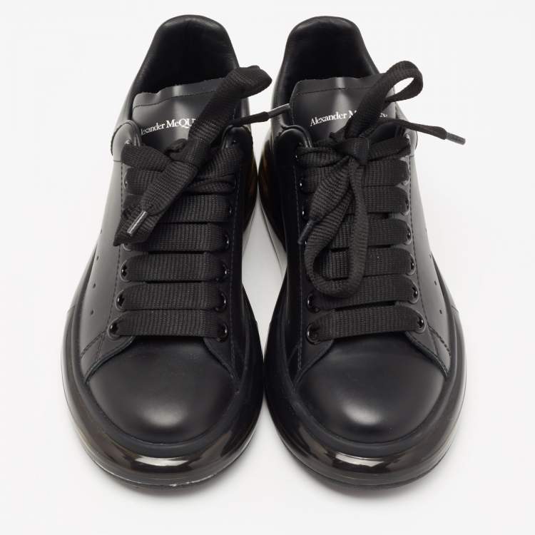 Pre Owned Alexander McQueen Black Leather Oversized Low-Top Sneakers Size 36