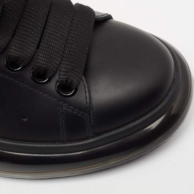 Pre Owned Alexander McQueen Black Leather Oversized Low-Top Sneakers Size 36