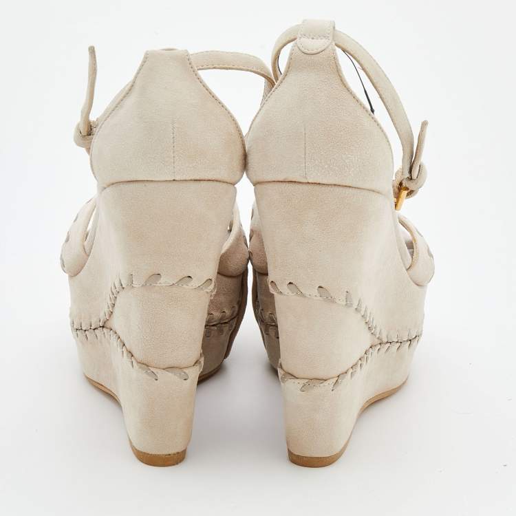 Pre Owned Alexander McQueen Grey Suede Peep-toe Slingback Sandals Size 39.5