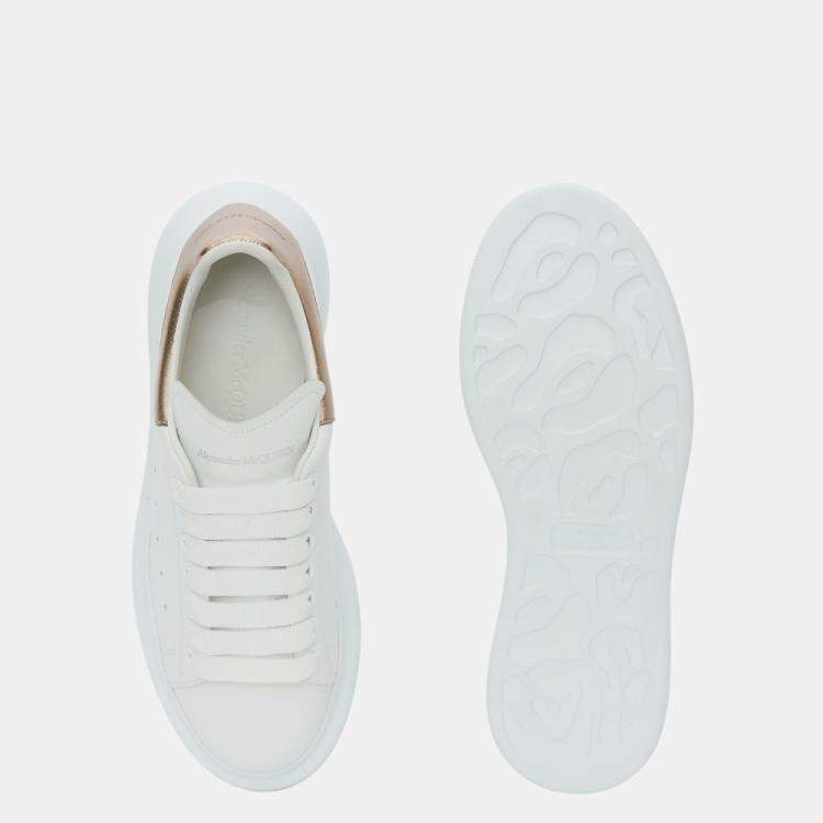 مملوكة مسبقًا Alexander McQueen White/Rose Gold Oversized Sneakers Size EU 38