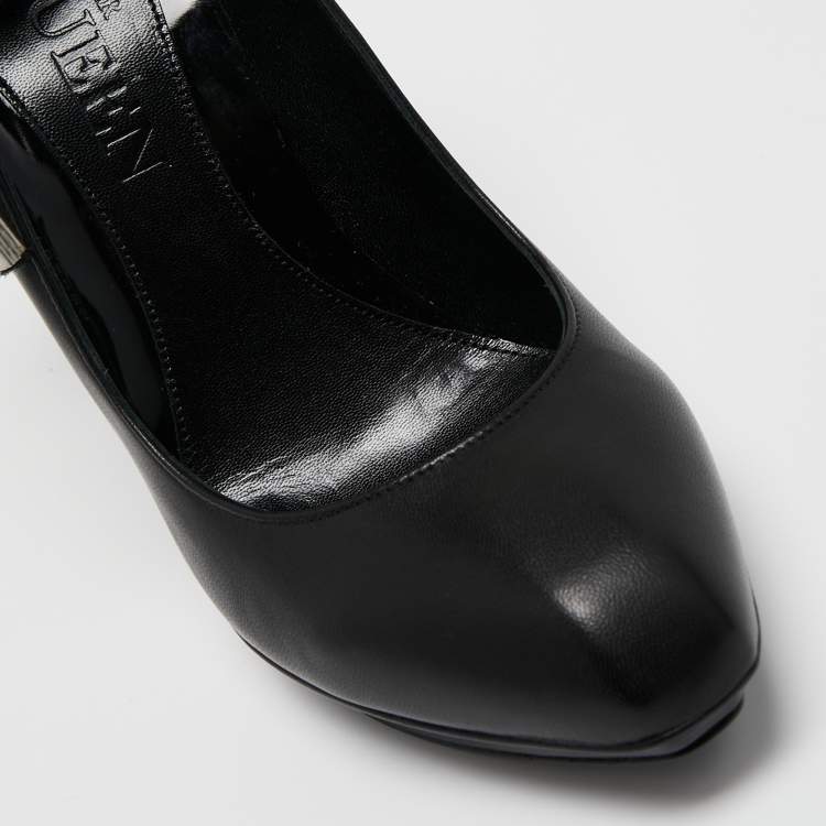 مملوكة مسبقًا Alexander McQueen Black Leather and Velvet Bow Platform Pumps Size 39