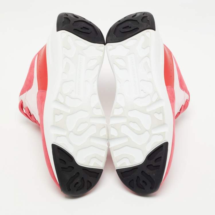 Pre Owned Alexander McQueen Pink Leather and Suede Oversized Runner Low Top Sneakers Size 38.5