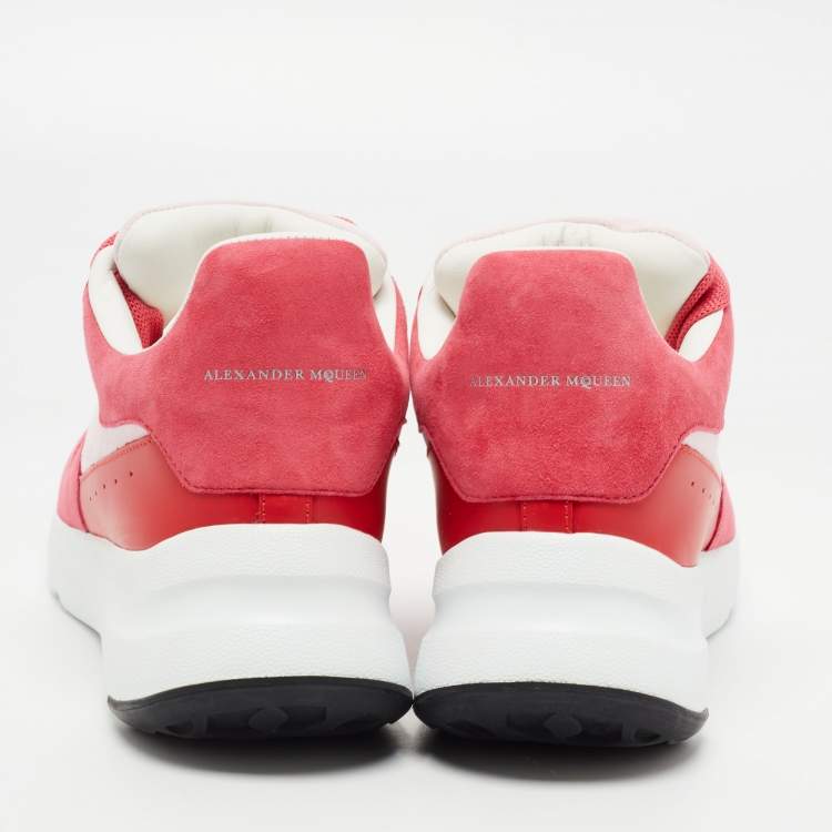 Pre Owned Alexander McQueen Pink Leather and Suede Oversized Runner Low Top Sneakers Size 38.5