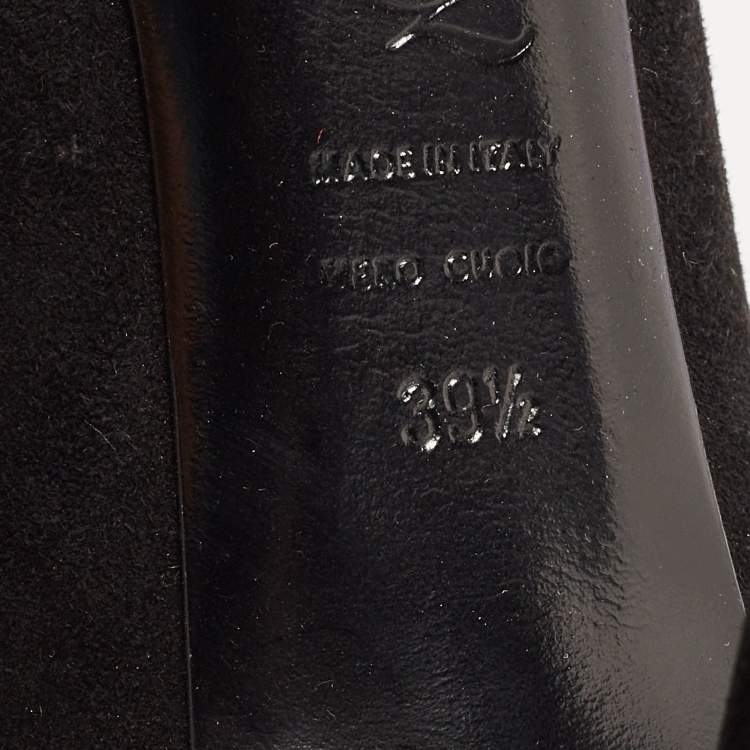مملوكة مسبقًا Alexander McQueen Black Suede Knotted Peep Toe Pumps Size 39.5