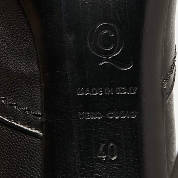 Pre Owned Alexander McQueen Black Leather Ankle Boots Size 40