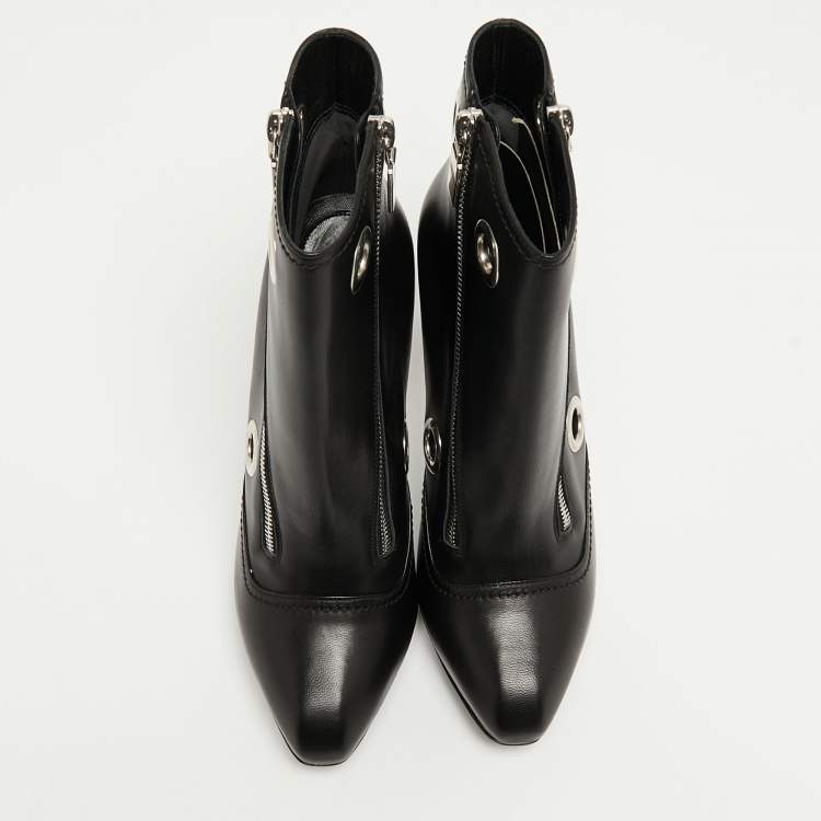 Pre Owned Alexander McQueen Black Leather Ankle Boots Size 40