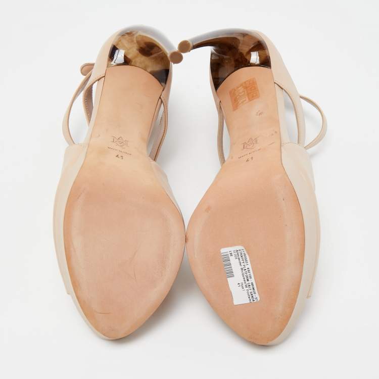 Pre Owned Alexander McQueen Beige Leather Platform Ankle Strap Sandals Size 41