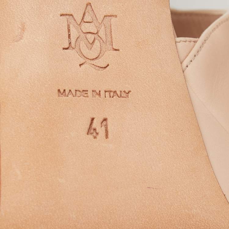 Pre Owned Alexander McQueen Beige Leather Platform Ankle Strap Sandals Size 41