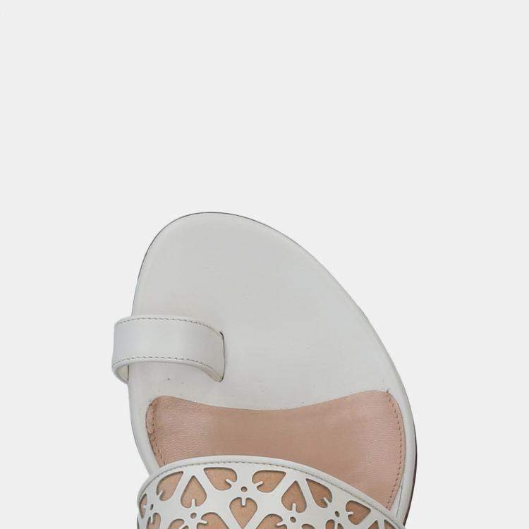 Pre Owned Alexander McQueen Leather Flat Sandals 39.5