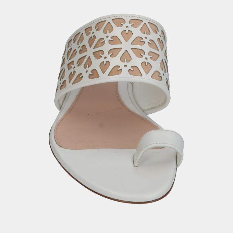 Pre Owned Alexander McQueen Leather Flat Sandals 39.5