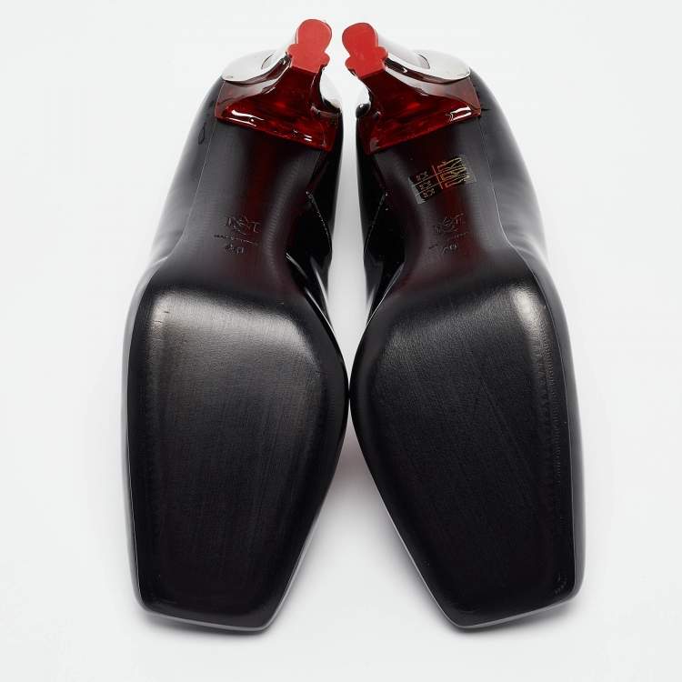 Pre Owned Alexander McQueen Black Patent Leather Square Toe Pumps Size 40