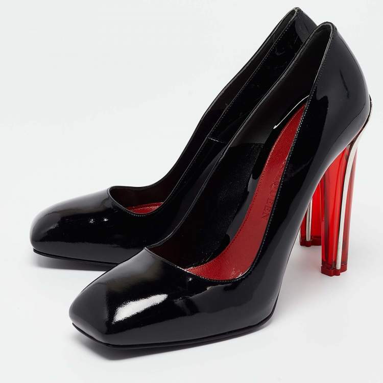 Pre Owned Alexander McQueen Black Patent Leather Square Toe Pumps Size 40