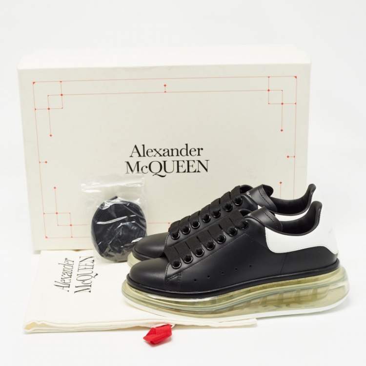 Pre Owned Alexander McQueen Black/White Leather Oversized Sneakers Size 35