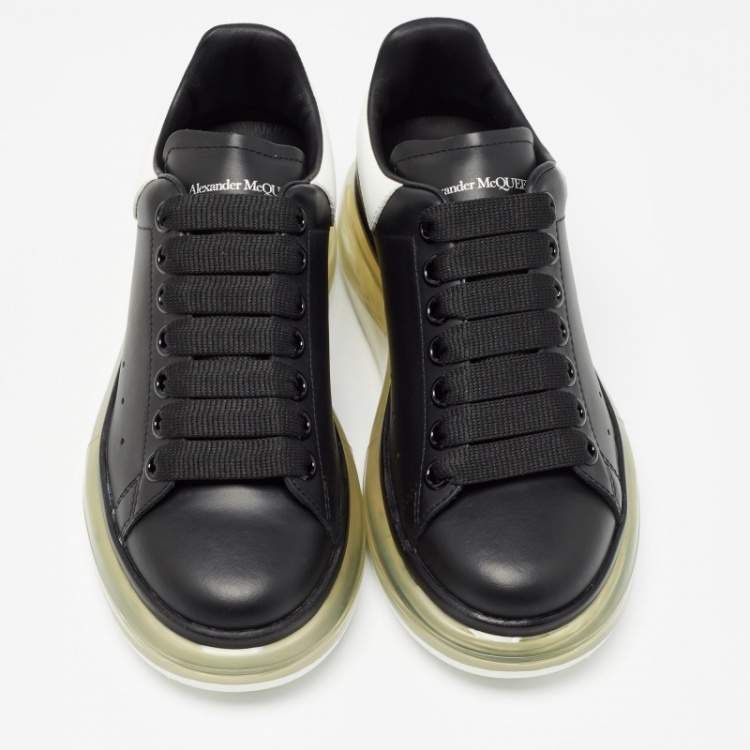 Pre Owned Alexander McQueen Black/White Leather Oversized Sneakers Size 35