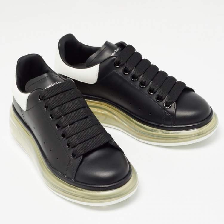 Pre Owned Alexander McQueen Black/White Leather Oversized Sneakers Size 35