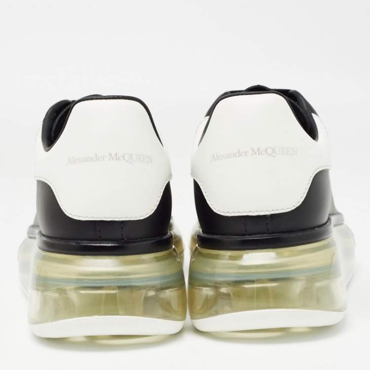 Pre Owned Alexander McQueen Black/White Leather Oversized Sneakers Size 35