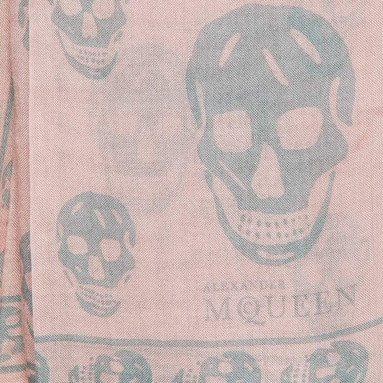 Pre Owned Alexander McQueen Light Pink All-Over Print Modal Scarf
