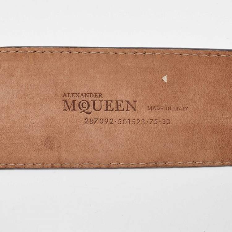 Pre Owned Alexander McQueen Gold Leather Waist Belt 75CM