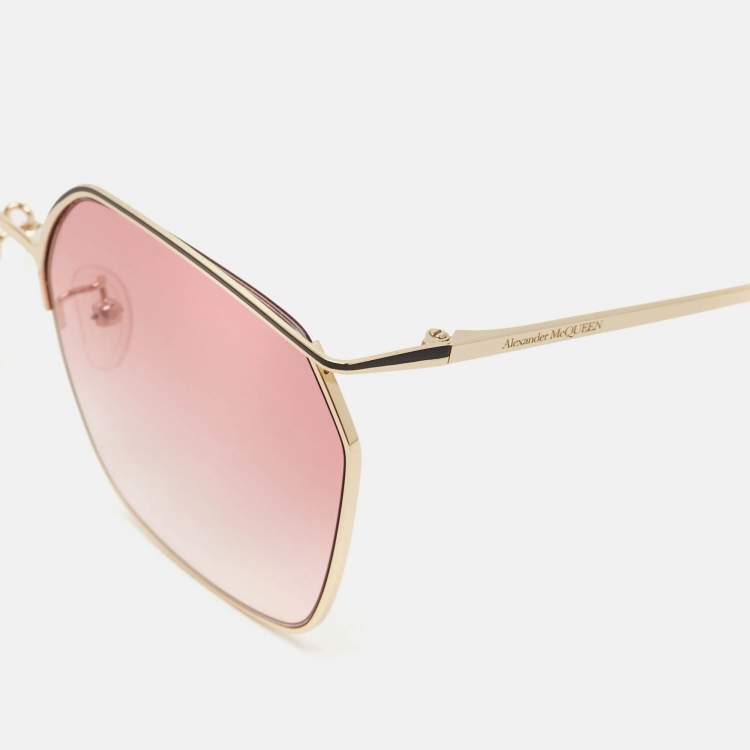 Pre Owned Alexander McQueen Pink Gradient AM0254S The Cut Square Sunglasses