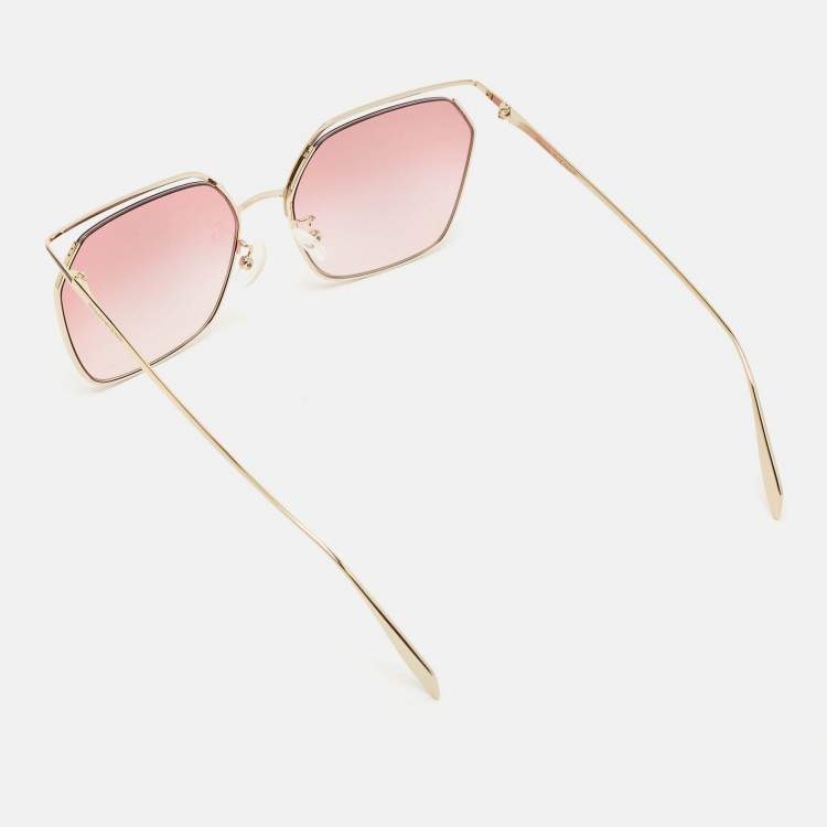 Pre Owned Alexander McQueen Pink Gradient AM0254S The Cut Square Sunglasses