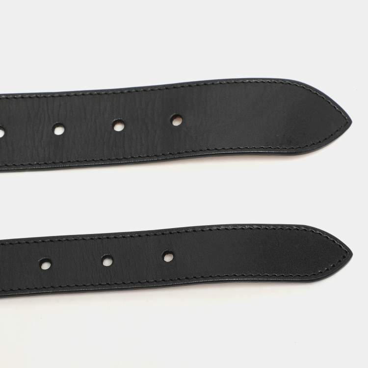 Pre Owned Alexander McQueen Black Leather Studded Double Waist Belt 65CM