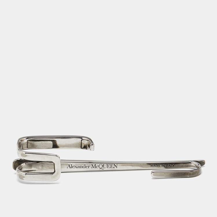 Pre Owned Alexander McQueen Crystals Silver Tone Brooch