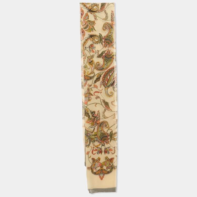 Pre Owned Alexander McQueen Cream Paisley Print Silk Scarf
