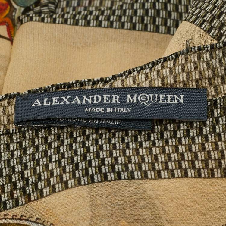 Pre Owned Alexander McQueen Cream Paisley Print Silk Scarf