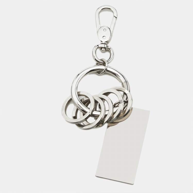 Pre Owned Alexander McQueen Silver Tone Metal Logo Plaque Key Chain