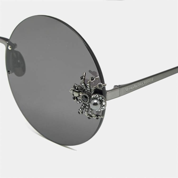 Pre Owned Alexander McQueen Black AM0207S Spider Round Sunglasses
