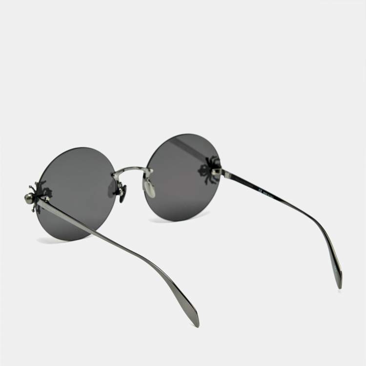 Pre Owned Alexander McQueen Black AM0207S Spider Round Sunglasses