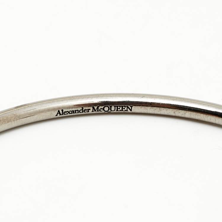 Pre Owned Alexander McQueen Skull Crystals Silver Tone Bracelet