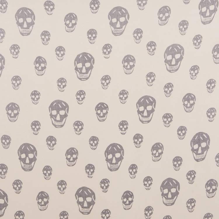 Pre Owned Alexander McQueen Beige Skull Print Modal Scarf