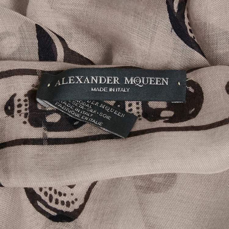 Pre Owned Alexander McQueen Beige Skull Print Modal Scarf