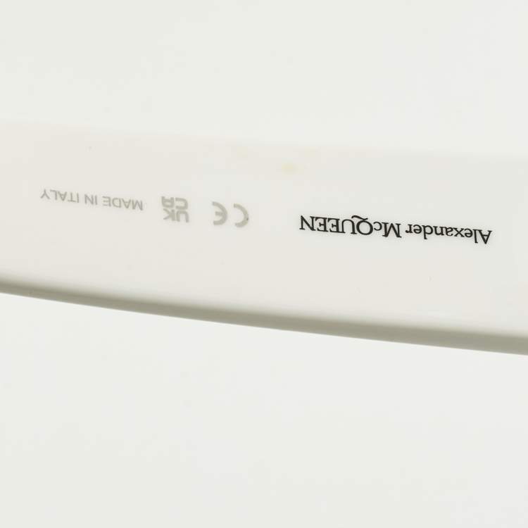 Pre Owned Alexander McQueen White/Blue AM0405S Frame Square Sunglasses