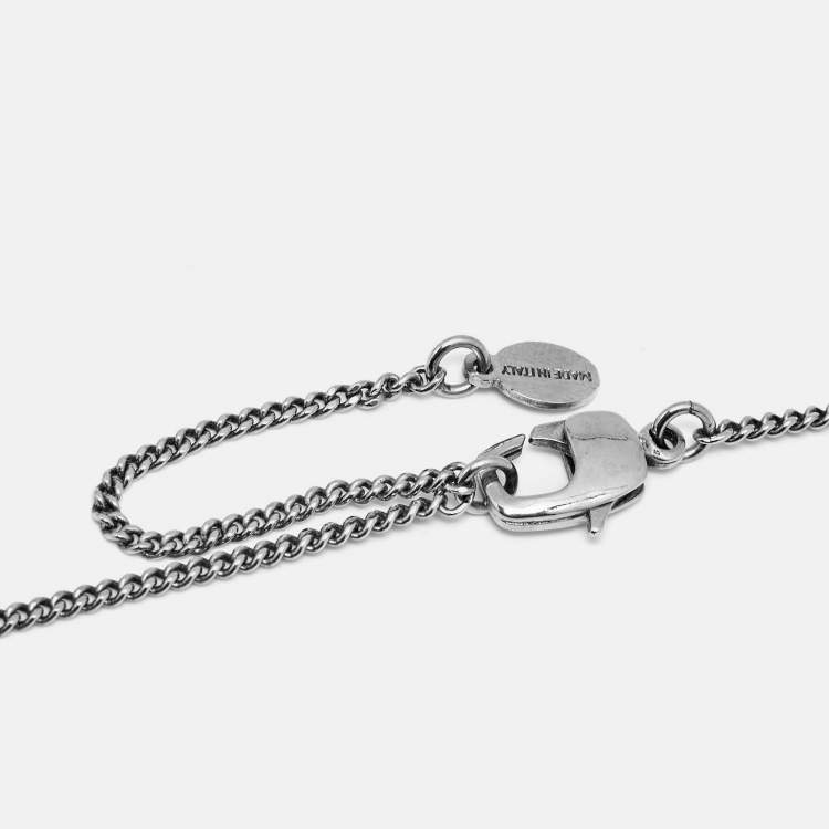 Pre Owned Alexander McQueen Skull Motif Silver Tone Pendant Necklace 